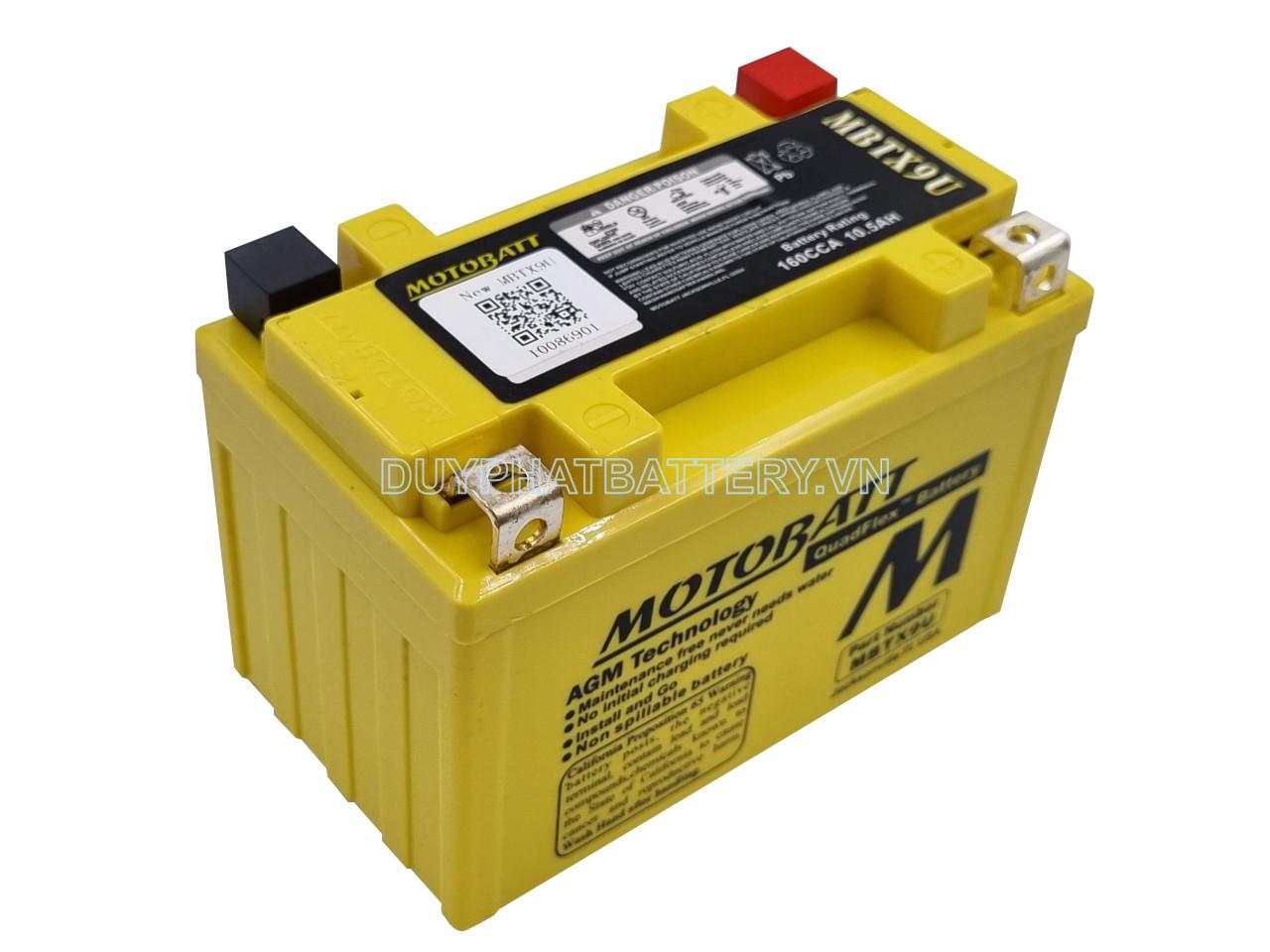 MBTX9U Motobatt AGM Motorcycle Battery 12v 10.5Ah 160CCA (YTX9-BS