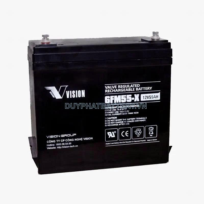 Bình ắc quy Vision 6FM55-X 12V 55Ah