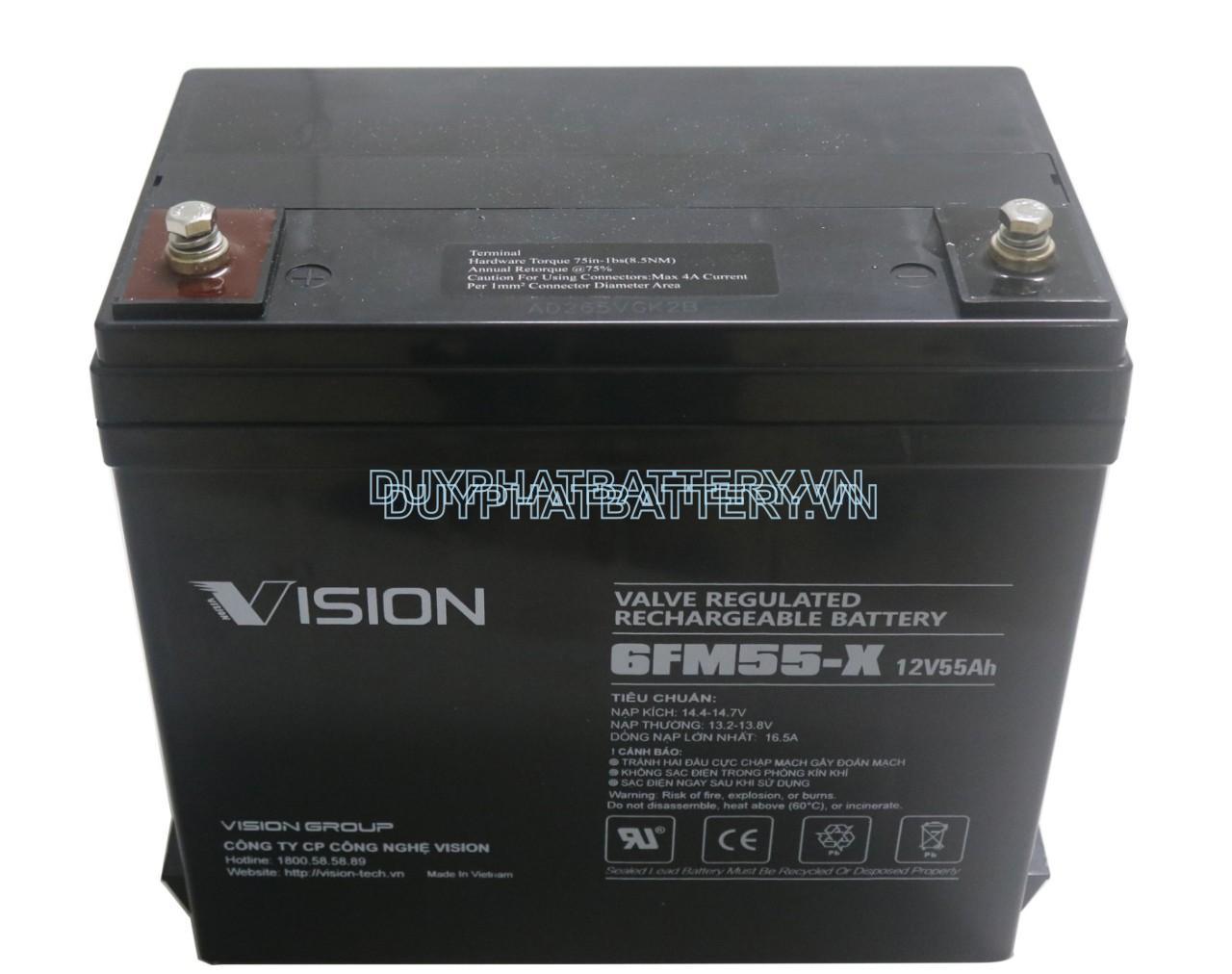 Bình ắc quy Vision 6FM55-X 12V 55Ah