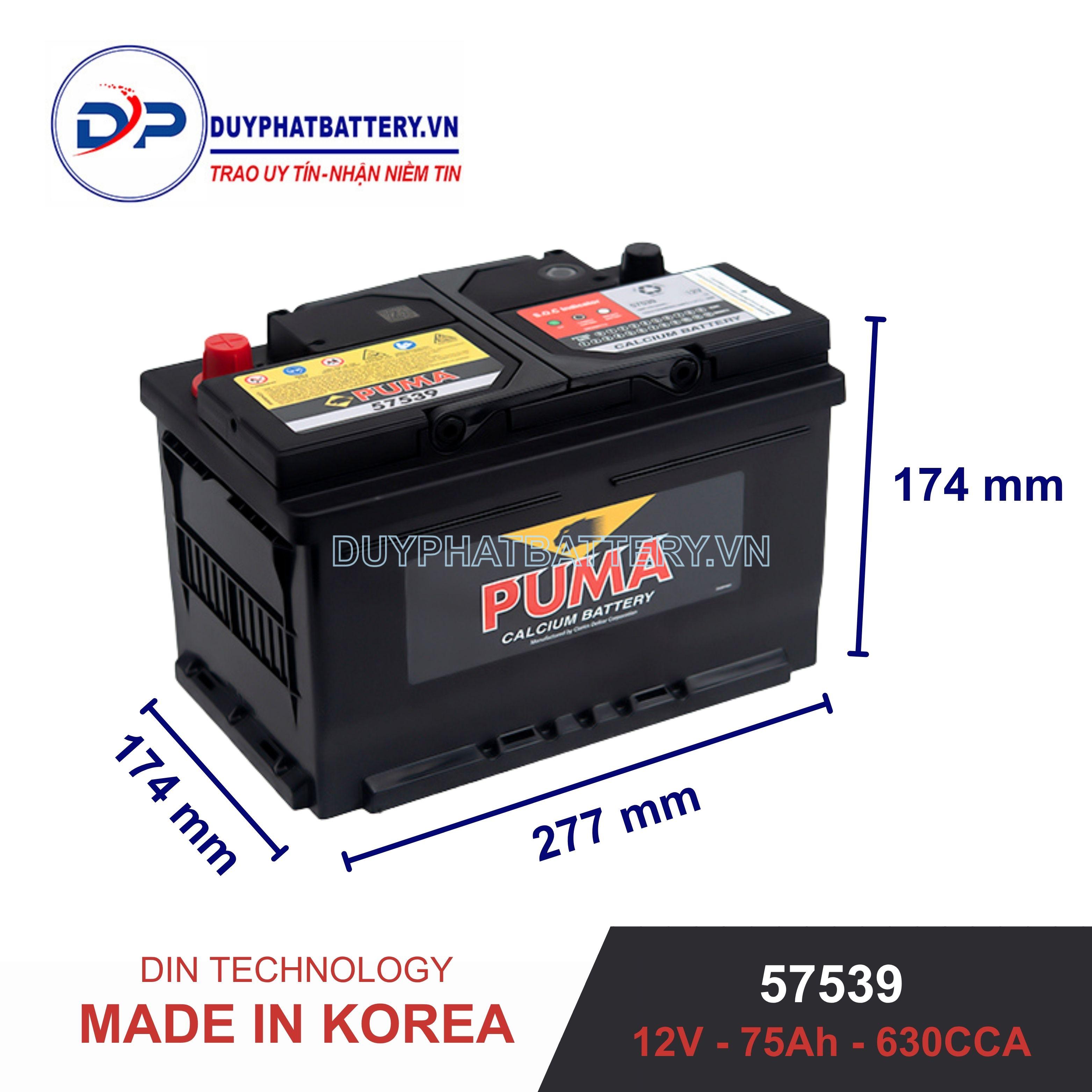 Bình ắc quy Puma 57539 12V 75Ah