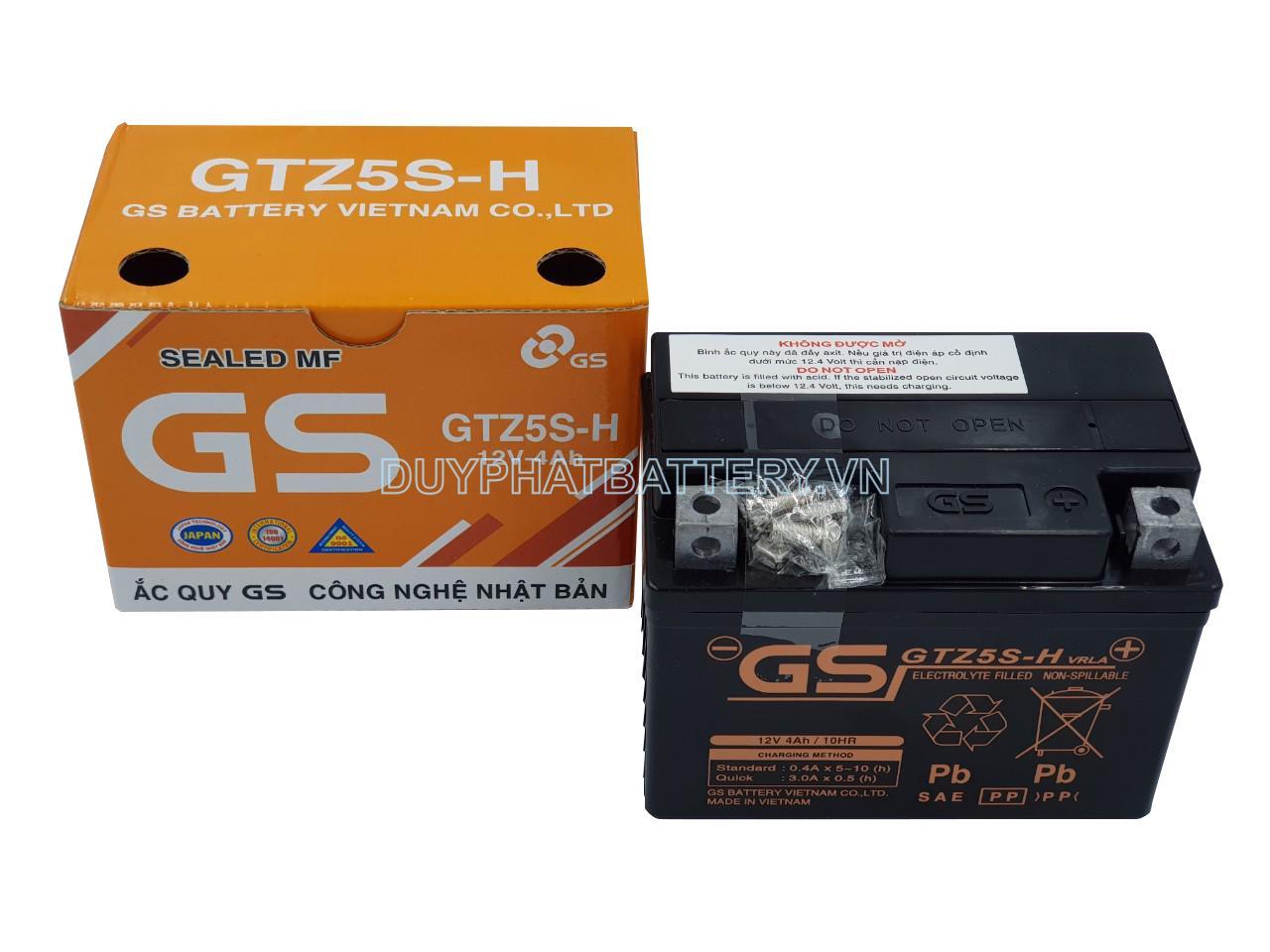 Bình ắc quy xe máy GS MF GTZ5S-H 12V 4AH